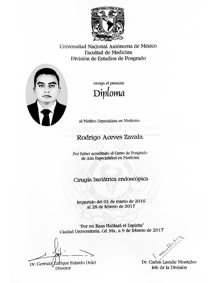 Certificado Bariatra de Reynosa