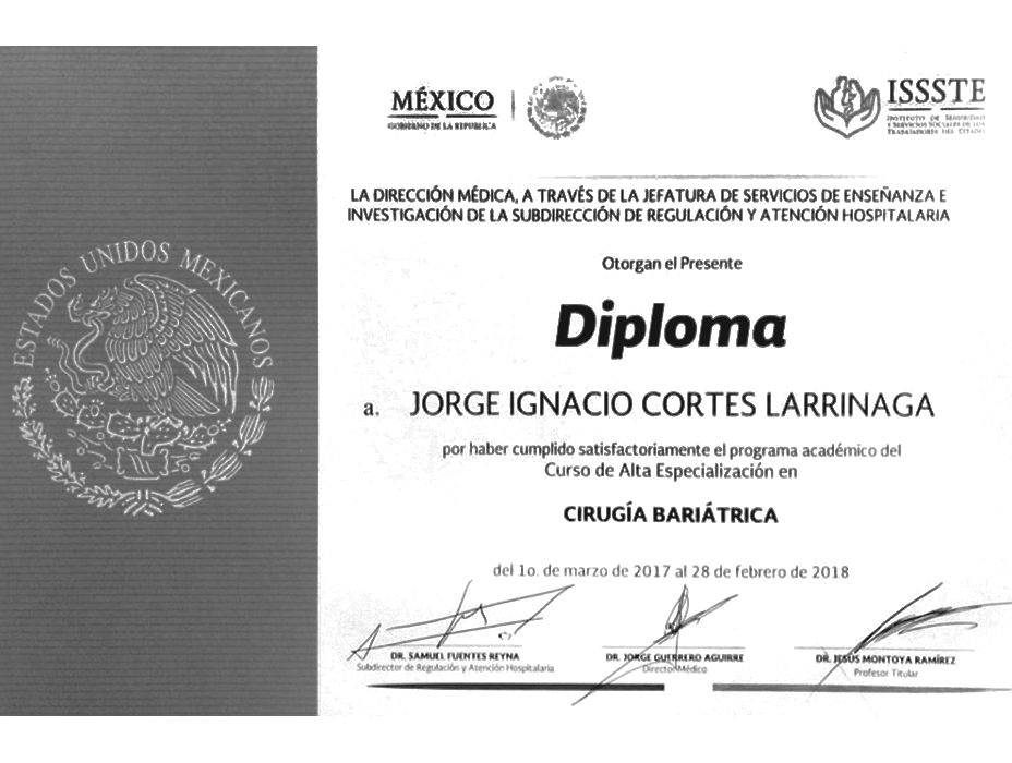 Certificado Bariatra De Los Cabos