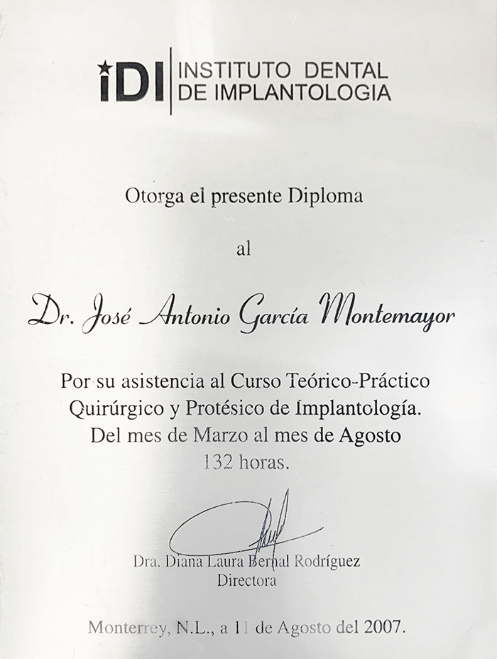 Certificado dentista de Los Cabos
