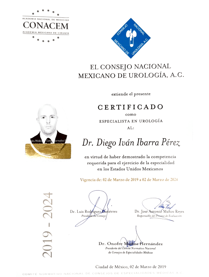 Certificados Urologia de Los Cabos