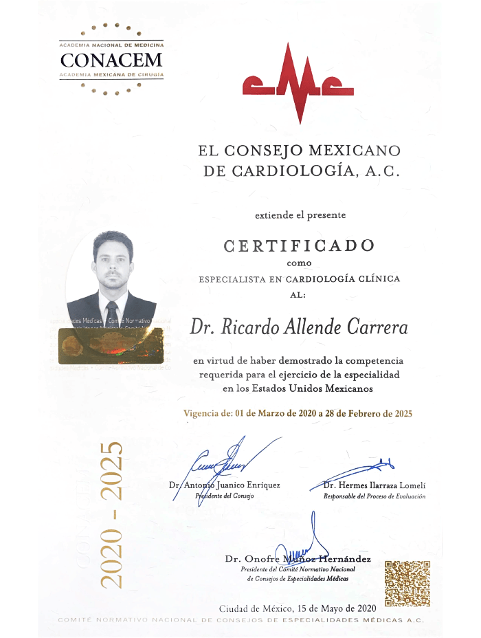 Certificados Cardiologia de San Luis Potosi