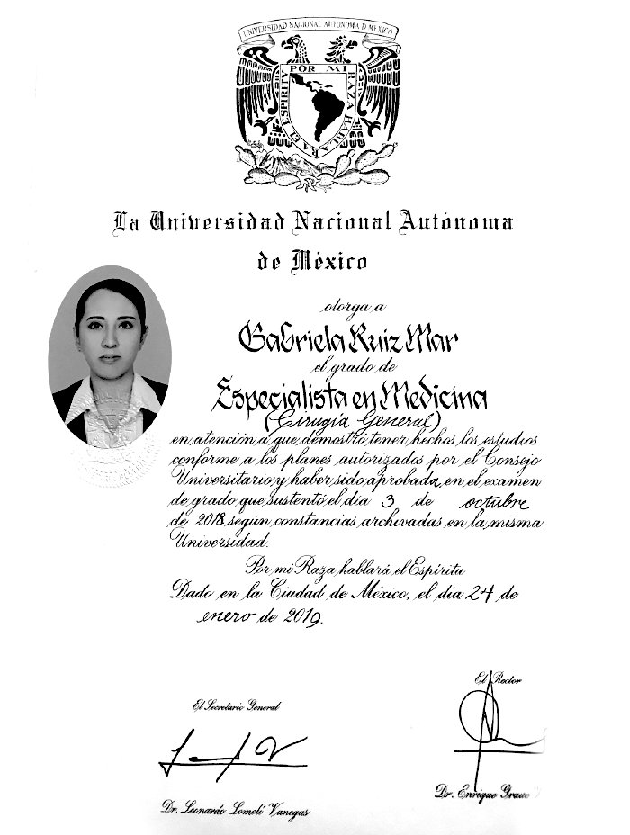 Certificado Bariatra de Tepic