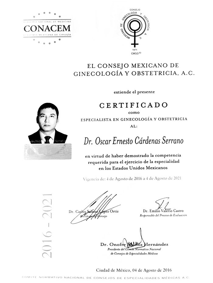 Certificado Neurocirujano de Tepic