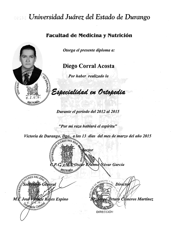 Certificado Ortopedia de Tepic