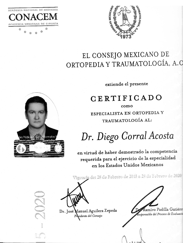 Certificado Ortopedia de Tepic