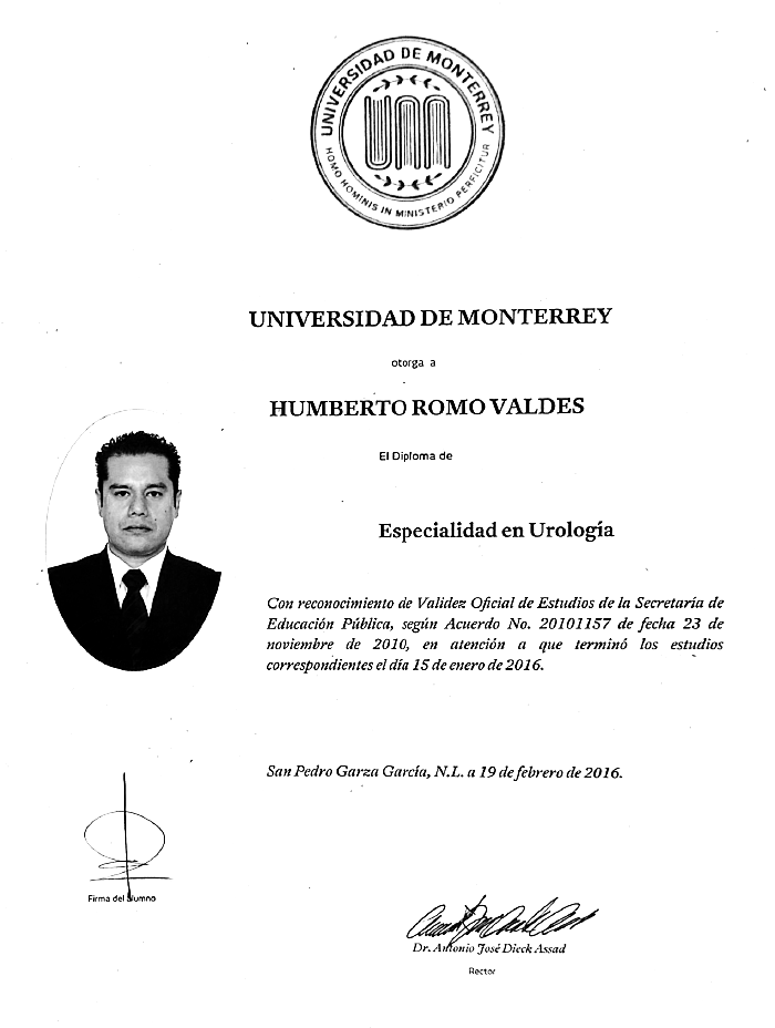 Certificados Urologia de Tepic