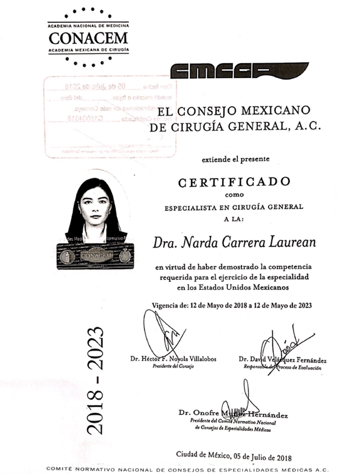 Certificado Bariatra de Tijuana