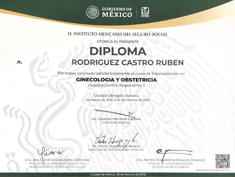 Certificados Ginecologia de Tijuana