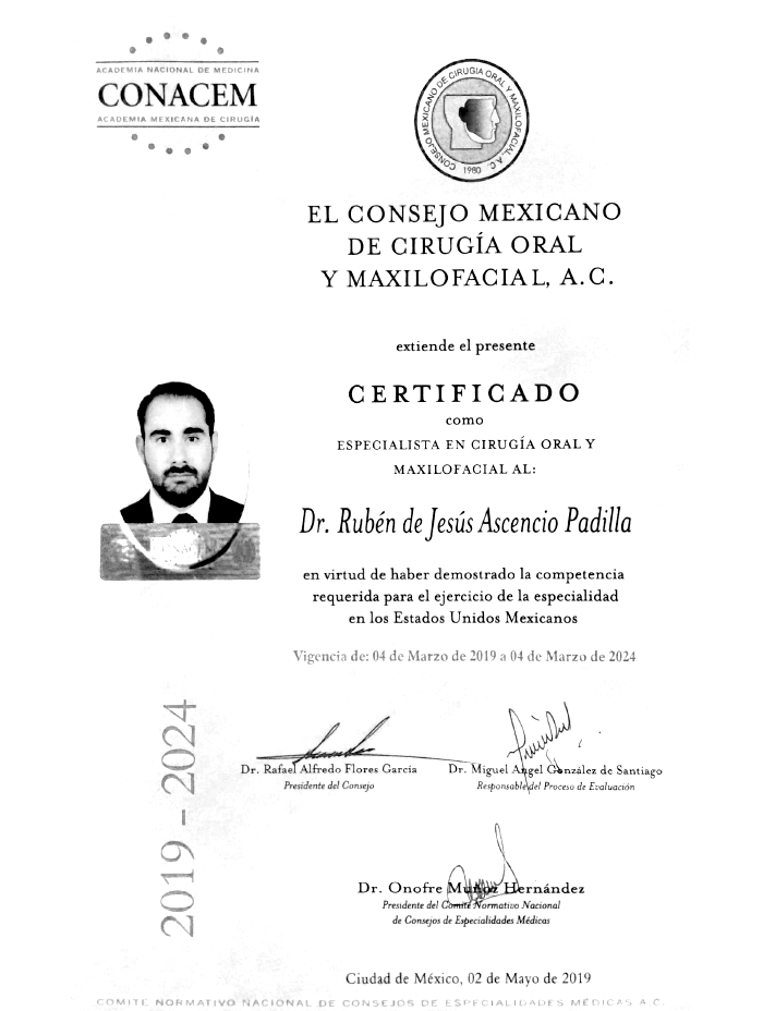 Certificados Maxilofacial de Tijuana