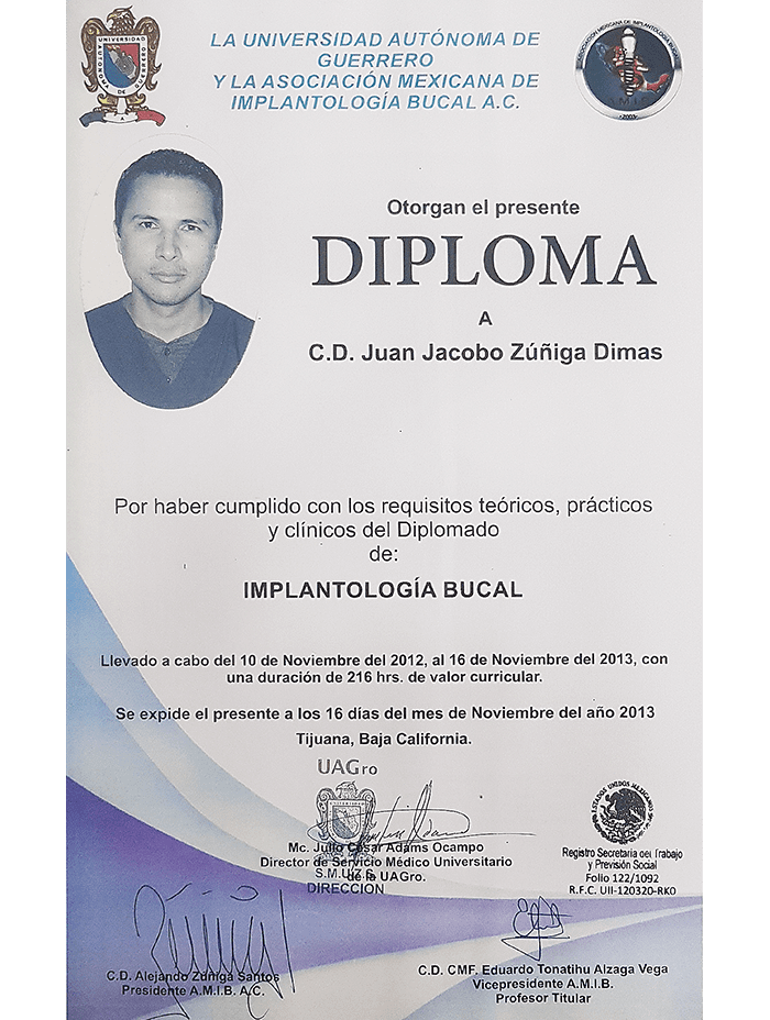 Certificado dentista de Tijuana