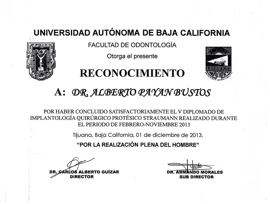 Certificado dentista de Tijuana