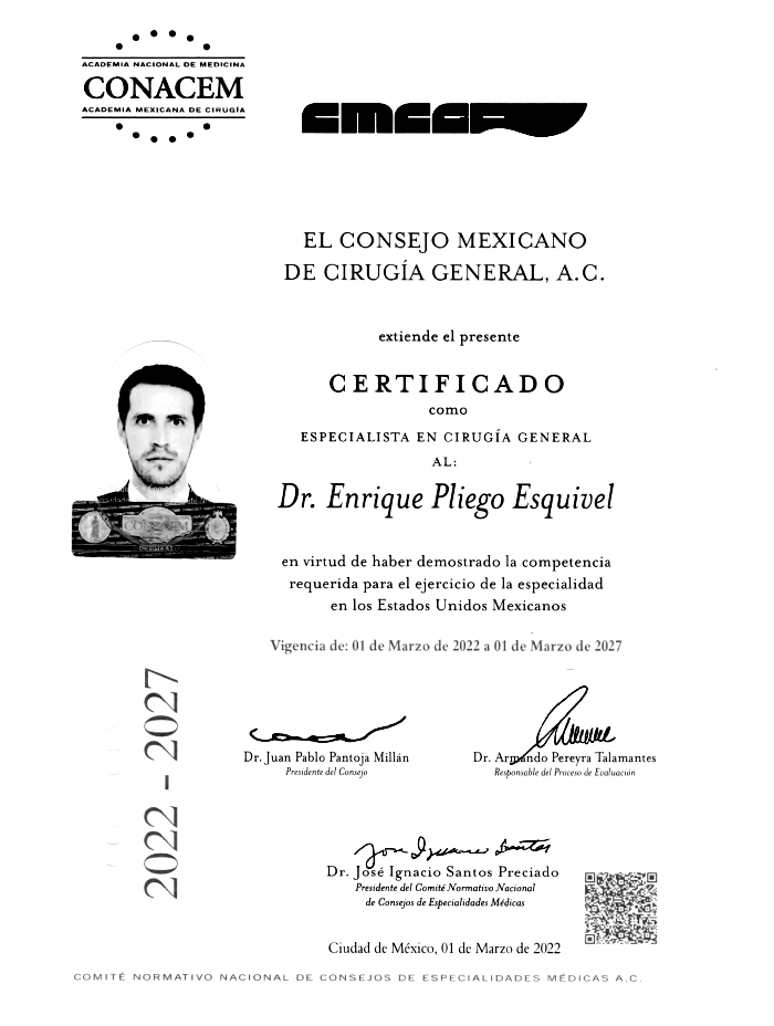 Certificado Bariatra de Toluca