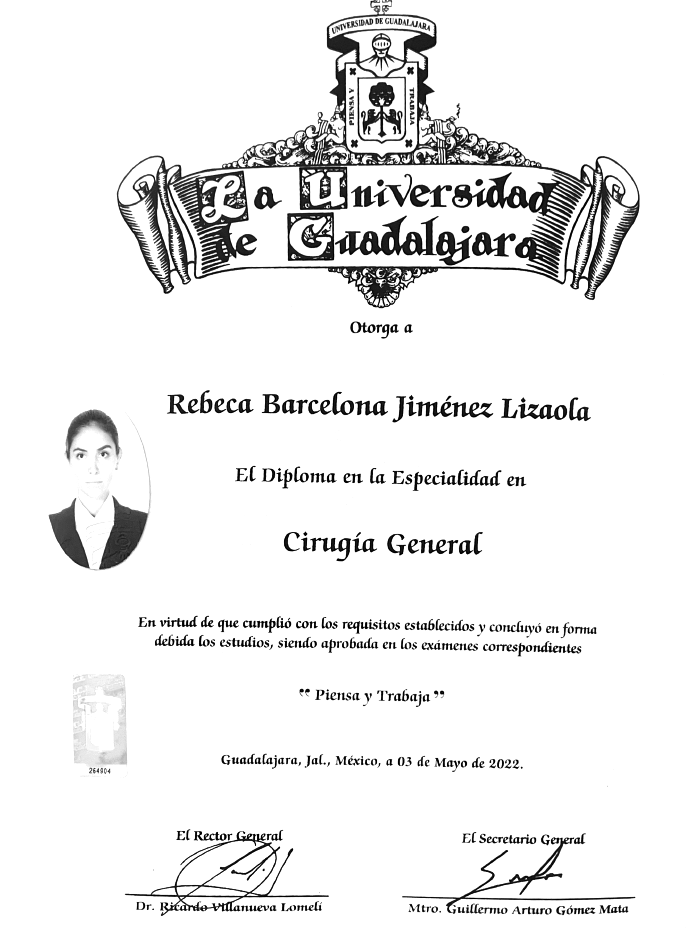 Vallarta Cirujano general certificados