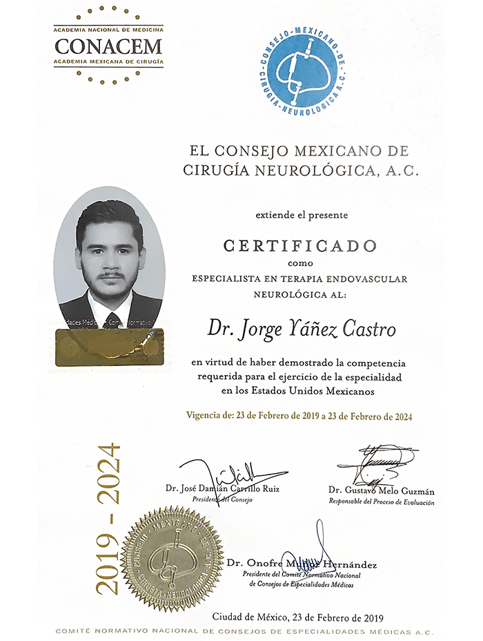 Certificado Neurocirujano de Vallarta