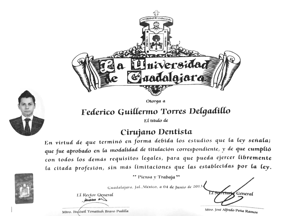 Certificado dentista de Vallarta