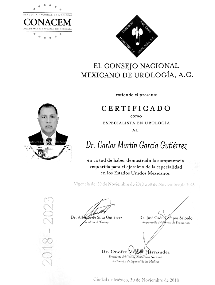 Certificados Urologia de Vallarta